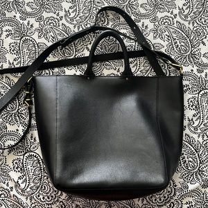 Madewell The Abroad Leather Tote Bag Pure Black